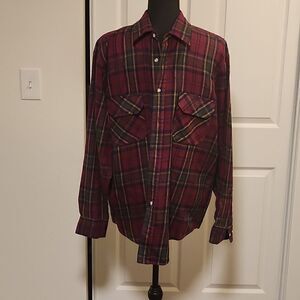 Outdoor Exchange plaid long sleeve button down shirt